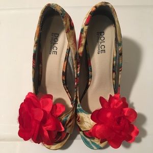 Dolce By mojo Moxy Peacock Floral Heels womens 7.5